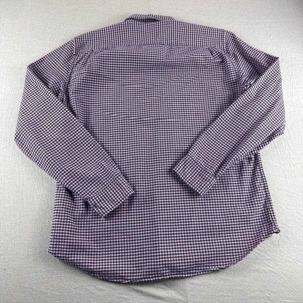 Gap Standard Fit Stretch Shirt Mens M Pink Blue Gingham Long Sleeve Button Up - Picture 2 of 6